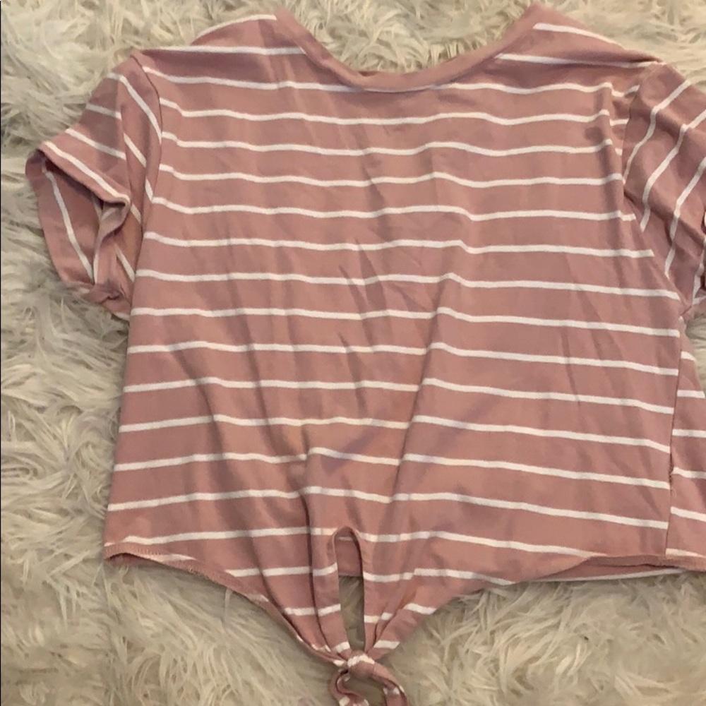 Striped Front Tie Tee
